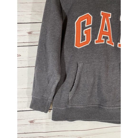 Gap Kids Hoodie Sz XXL Long Sleeve Gray Hooded Sweatshirt Orange Logo Spell Out - Picture 3 of 9